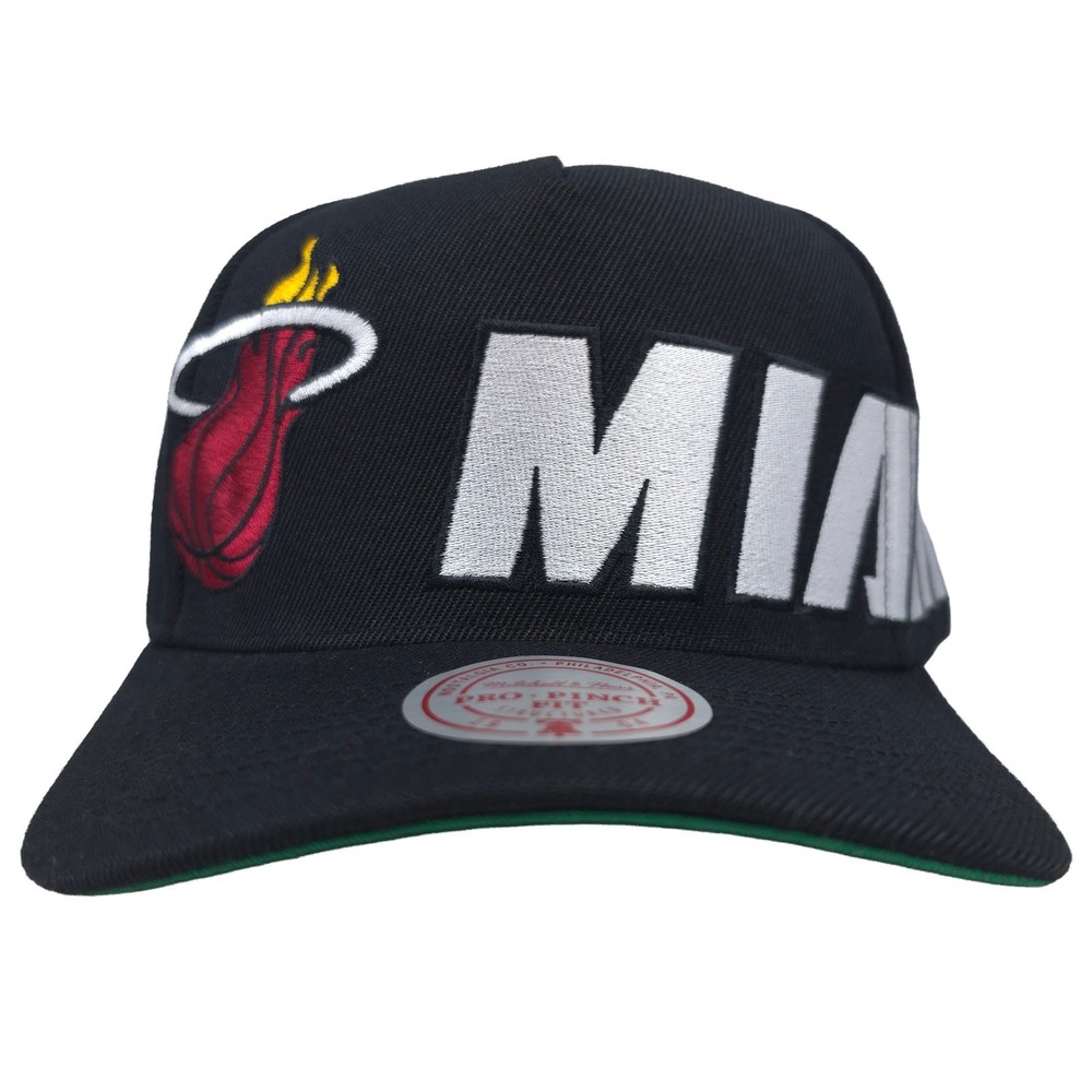 Miami Heat Mitchell & Ness‎ NBA Pro Fit Snapback Hat Cap Embroidery Logo NWT